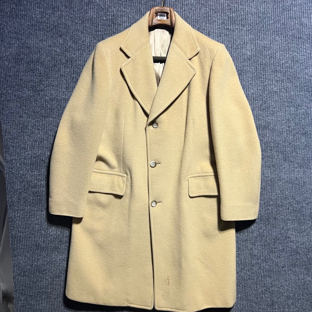 Vintage Sir Pendleton Overcoat Mens XL Tan Camel Wool Long Jacket Trench Coat